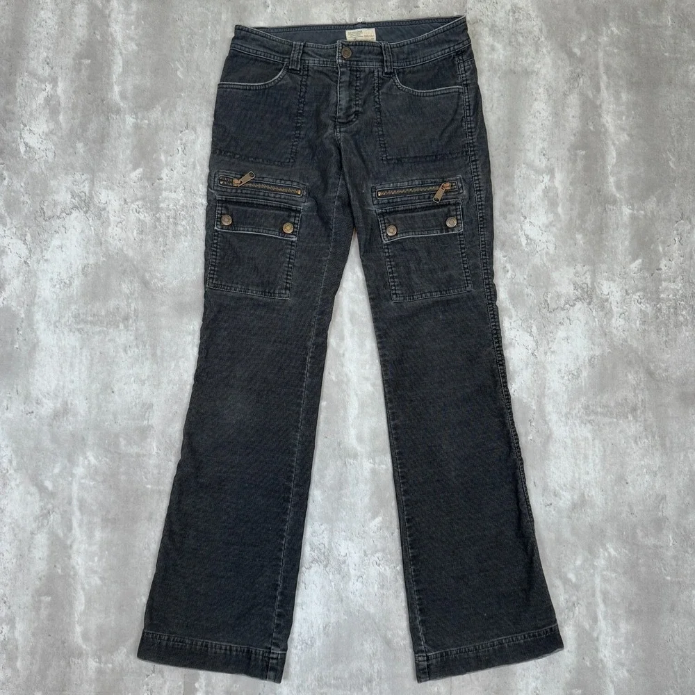 American Eagle Outfitters Corduroy Pants Womens 4 Black Flared Bootcut Granola - Picture 1 of 10